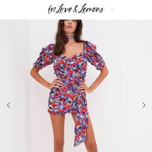 For Love and Lemons Chiara Floral Print Puff Sleeve Minidress size M NWT